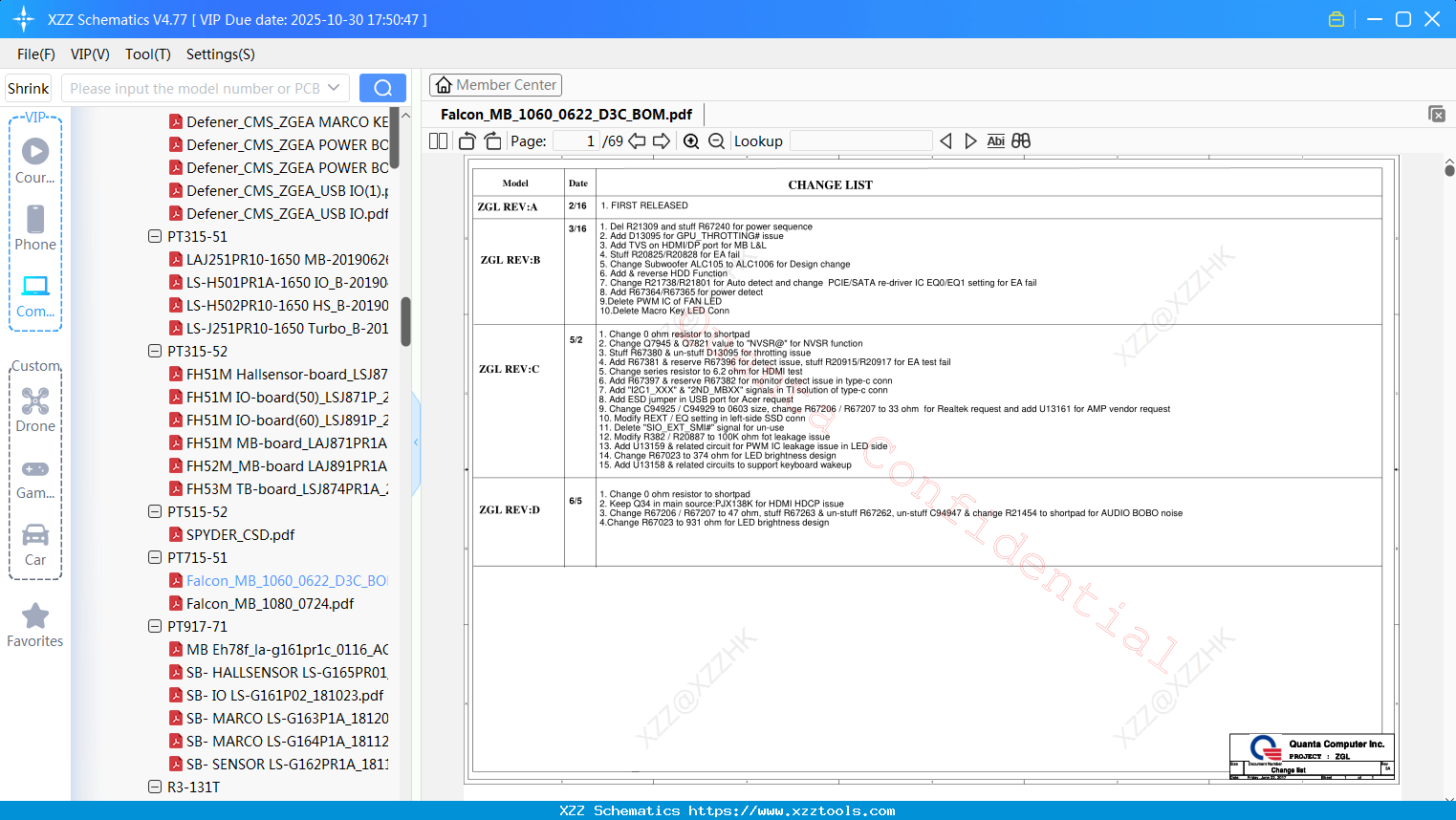 Laptop ACER Falcon_MB_1060_0622_D3C_BOM